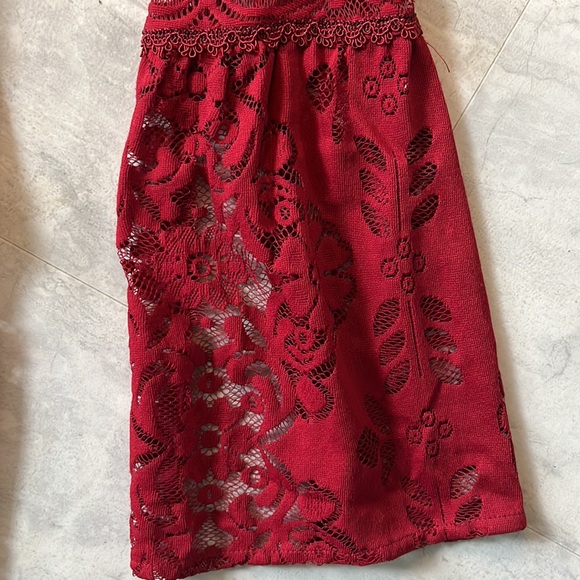 Free People   Lace Dress   Upscale Boho  Rusty Red  NWOT peek a boo back  Size S - Picture 5 of 16
